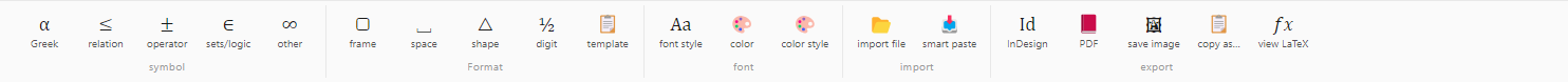 The five groups of the ribbon's bottom row
