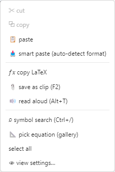 The canvas right-click menu
